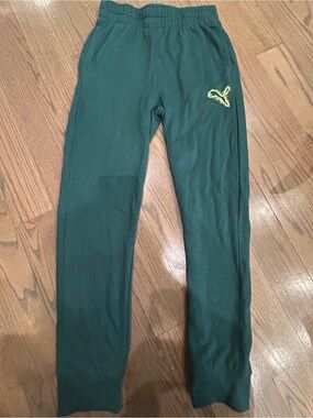 Puma Boys Green Joggers Size M (10–12) Casual Athletic Pants